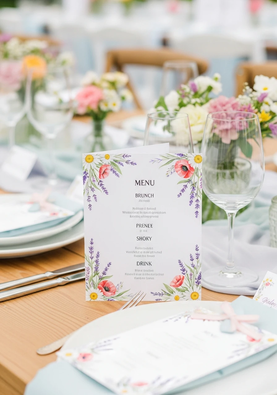 Printed Menu Cards - 50 Best Wildflower Baby Shower Theme Ideas for a 'Baby in Bloom' Party