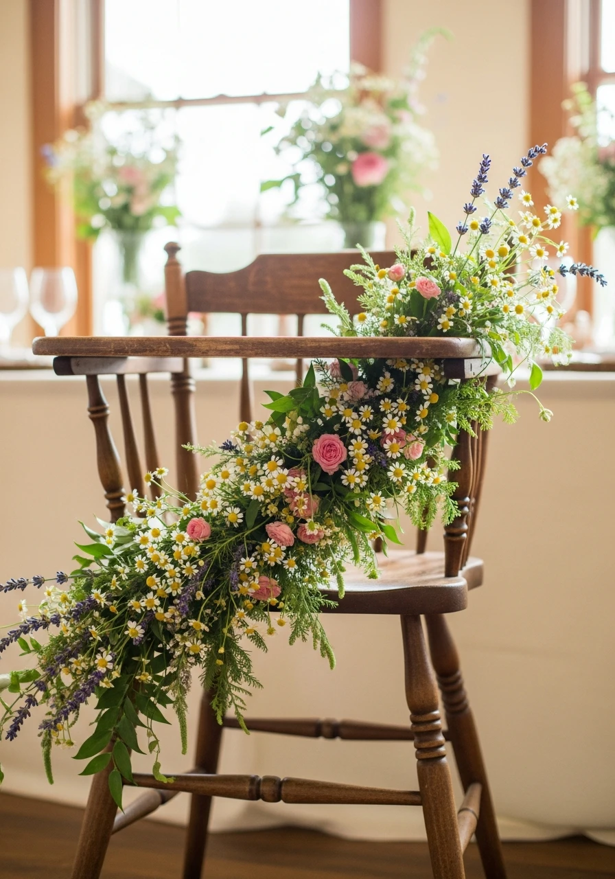 High Chair Flowers - 50 Best Wildflower Baby Shower Theme Ideas for a 'Baby in Bloom' Party