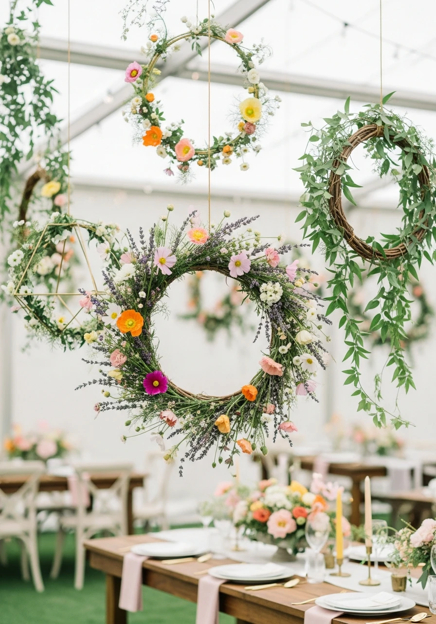 Hanging Floral Hoops - 50 Best Wildflower Baby Shower Theme Ideas for a 'Baby in Bloom' Party