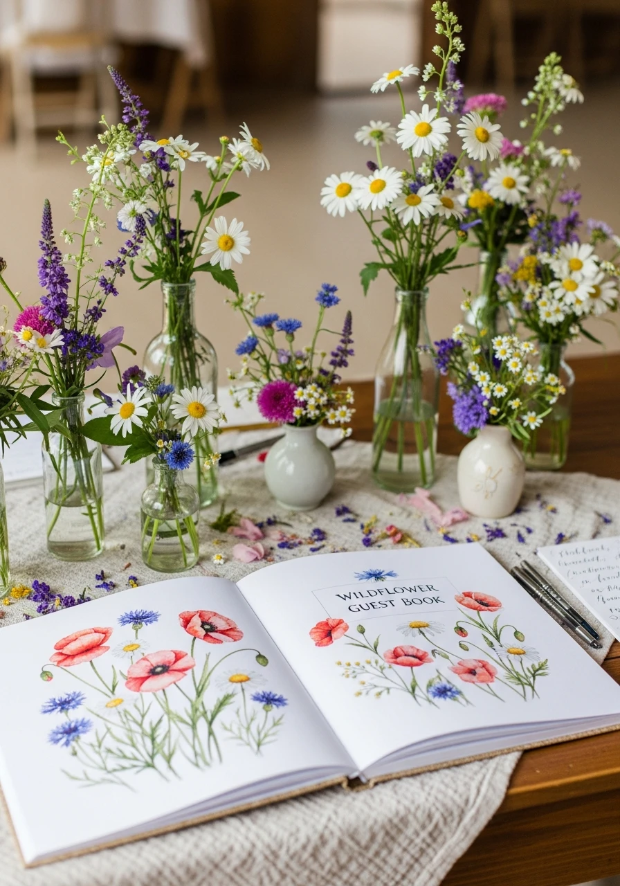 Floral Guest Book - 50 Best Wildflower Baby Shower Theme Ideas for a 'Baby in Bloom' Party