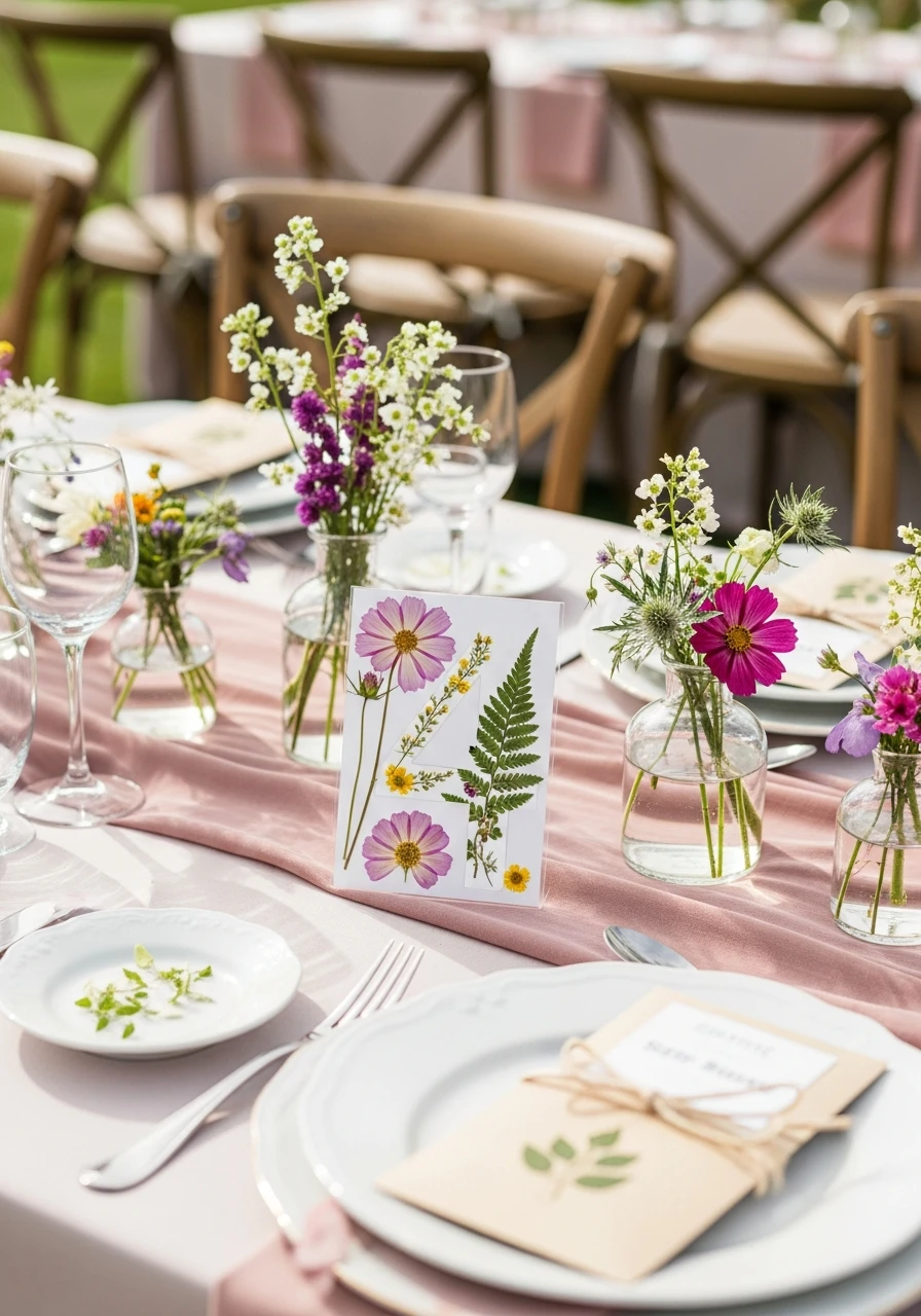 Pressed Flower Table Numbers - 50 Best Wildflower Baby Shower Theme Ideas for a 'Baby in Bloom' Party
