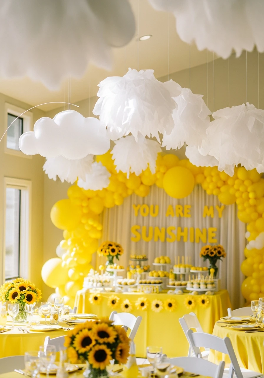 Suspend Cloud Decor - You Are My Sunshine Baby Shower Ideas: 50 Bright Ways to Celebrate