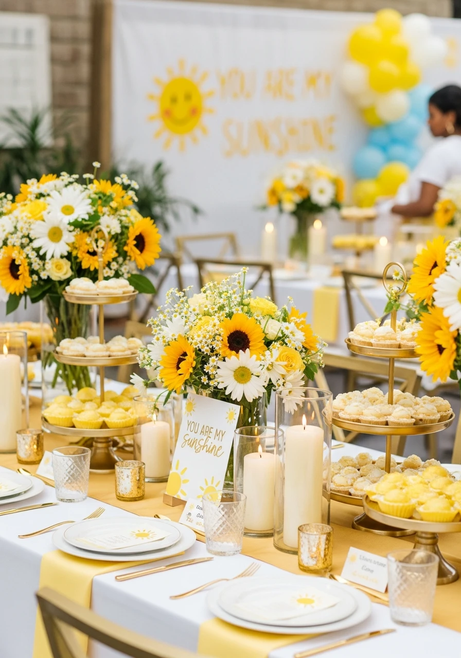 Add Warm Gold Accents - You Are My Sunshine Baby Shower Ideas: 50 Bright Ways to Celebrate