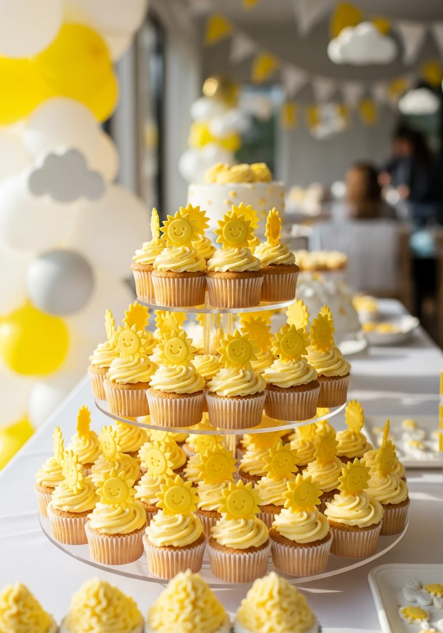 Cupcakes and Sun Toppers - You Are My Sunshine Baby Shower Ideas: 50 Bright Ways to Celebrate