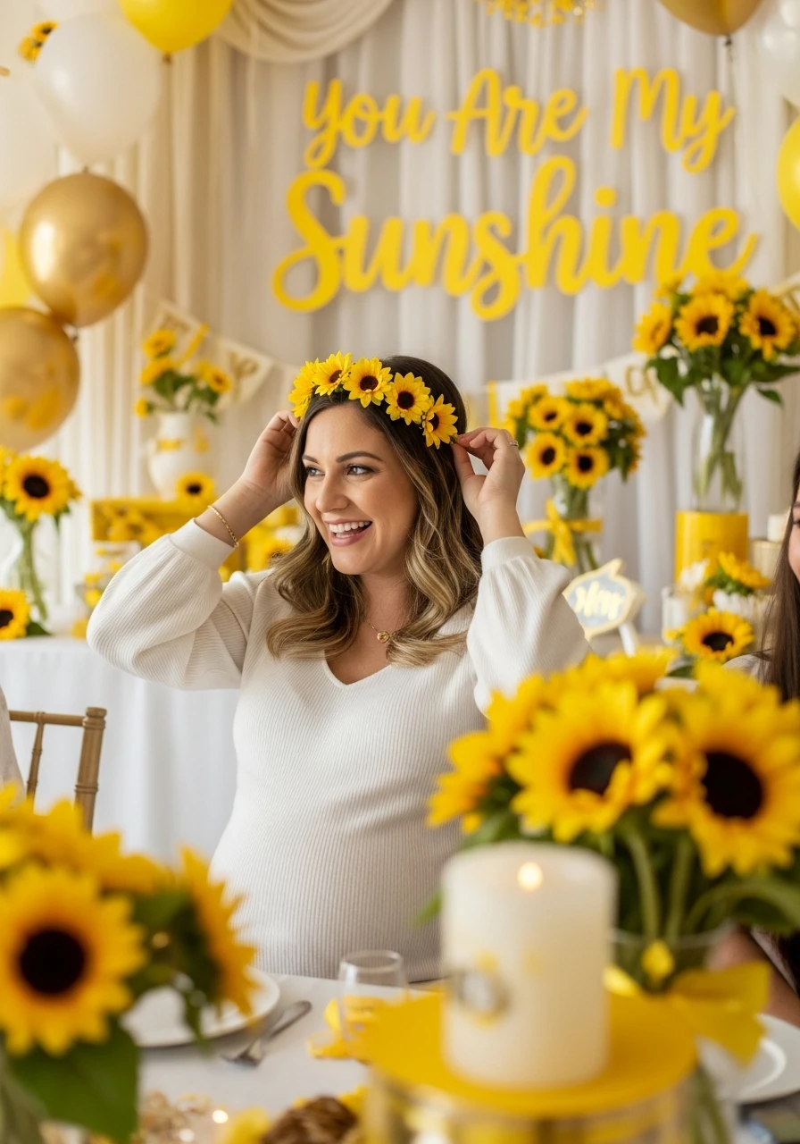 Mom's Sunflower Crown - You Are My Sunshine Baby Shower Ideas: 50 Bright Ways to Celebrate