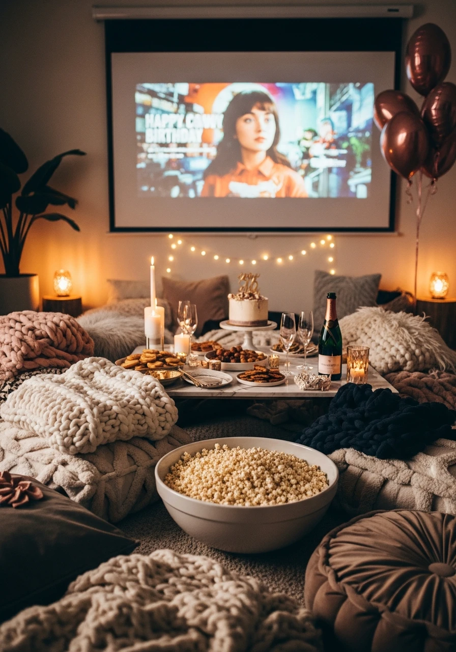 Relaxed Movie Night In - 30th Birthday Ideas for Women: The Ultimate Party Plan