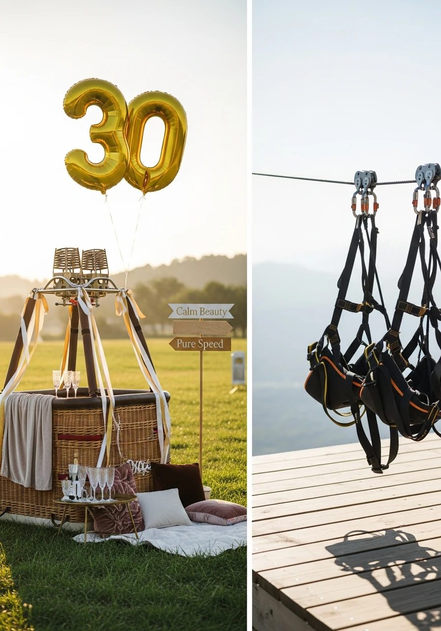 Sky High Thrills: Hot Air Balloon or Zipline Adventure - 30th Birthday Ideas for Women: The Ultimate Party Plan