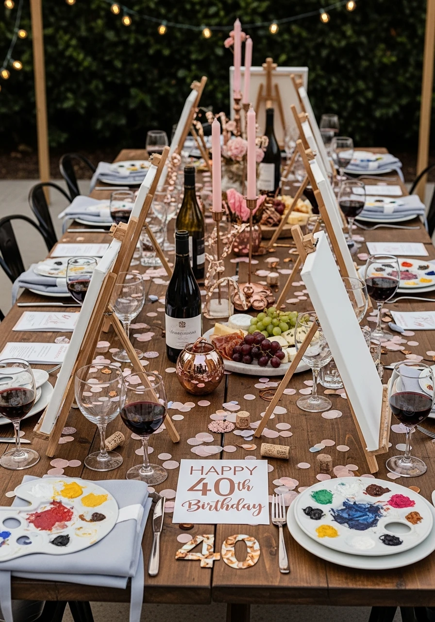Mix Wine and Painting - 40th Birthday Ideas for Women: The Ultimate Party Plan