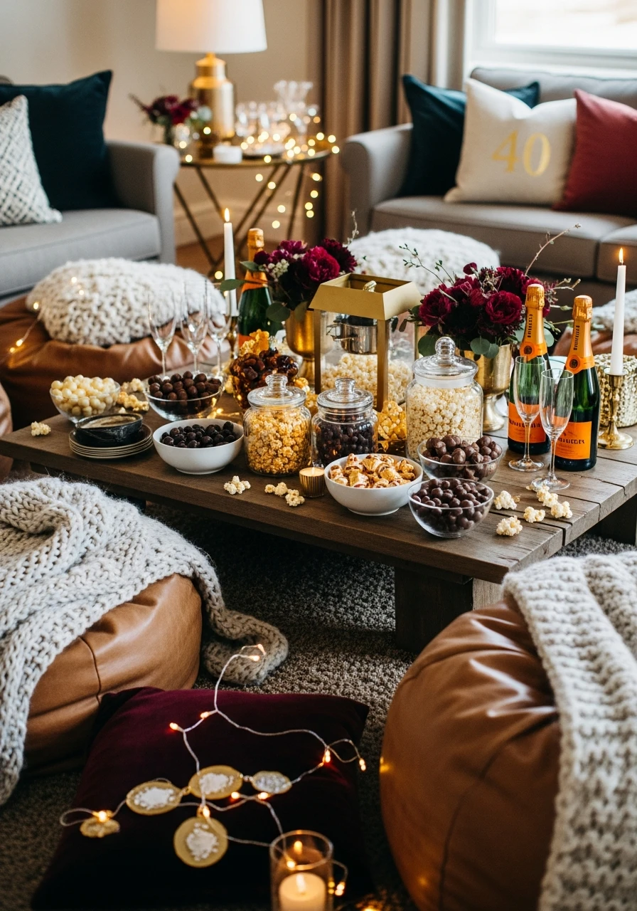 Host a Cozy Movie Night - 40th Birthday Ideas for Women: The Ultimate Party Plan