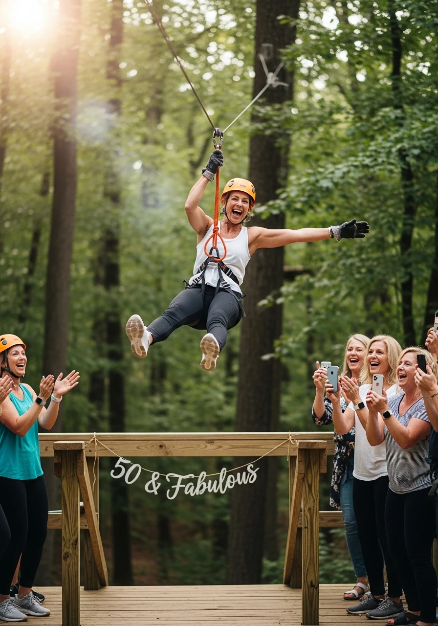 Ziplining Adventure - 50th Birthday Ideas for Women: Your Ultimate Party Plan