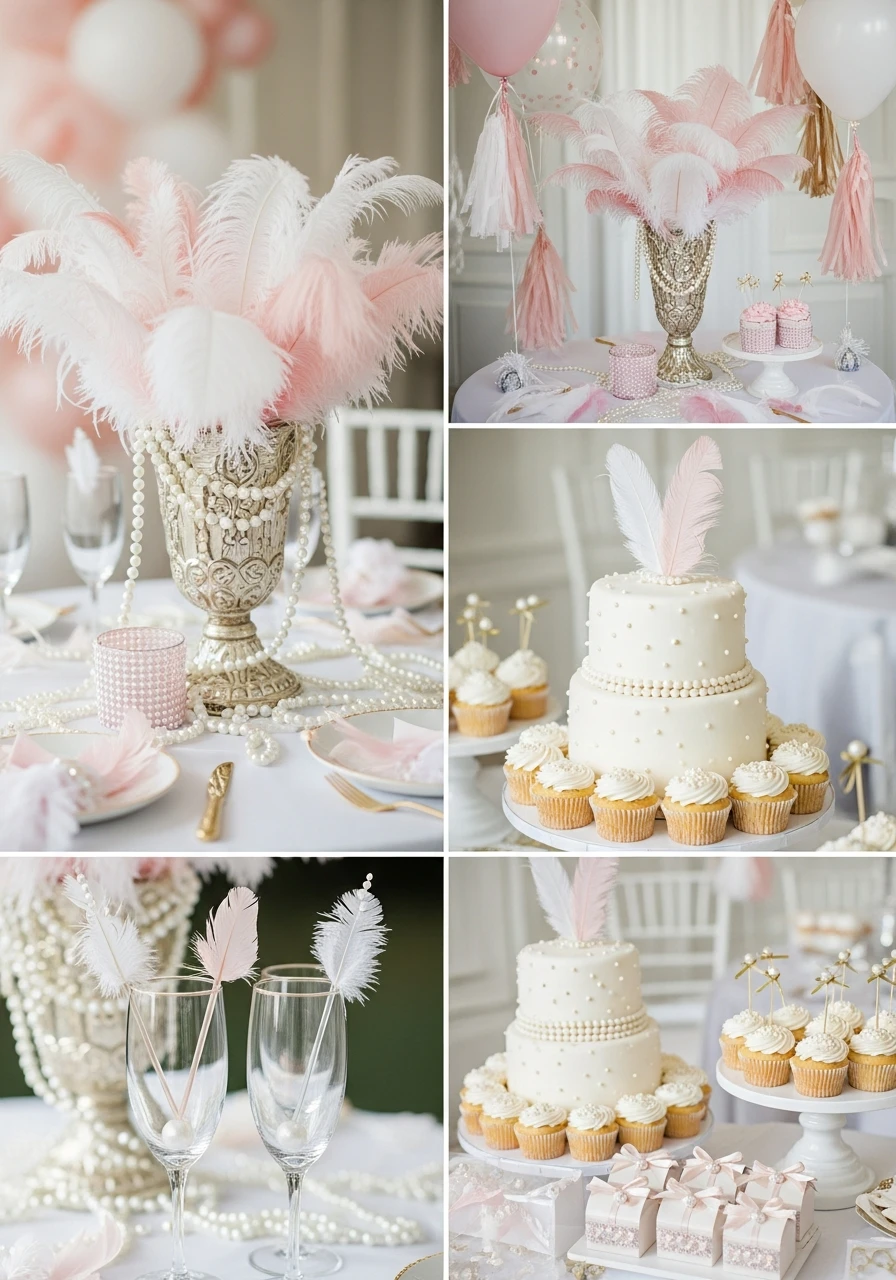 Feather & Pearl Accents - Bachelorette Party Decorations: 45 Fun Ideas