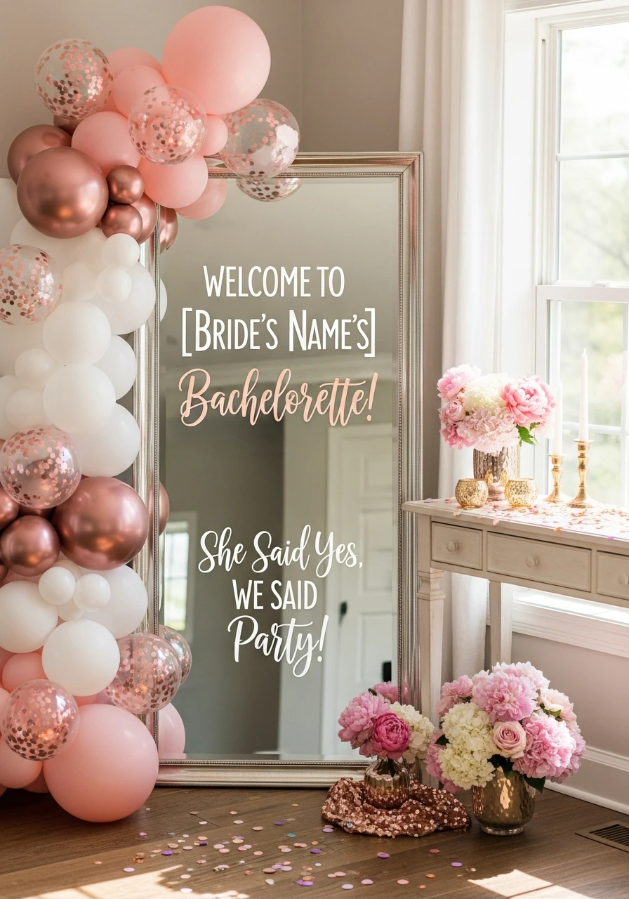 Welcome Mirror Sign - Bachelorette Party Decorations: 45 Fun Ideas
