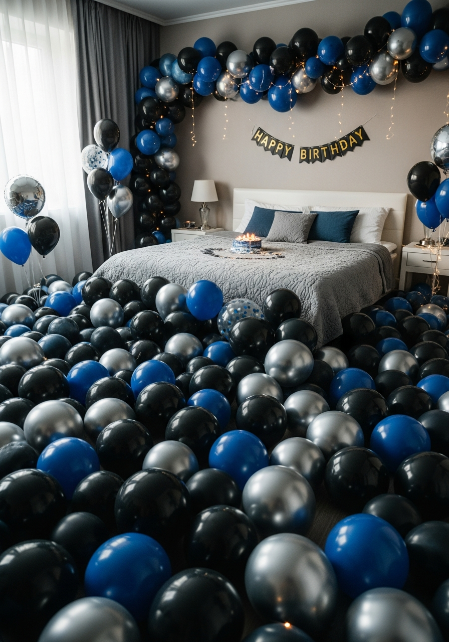 Balloon Surprise in Bedroom - 50 Best Birthday Set Up Ideas for Him