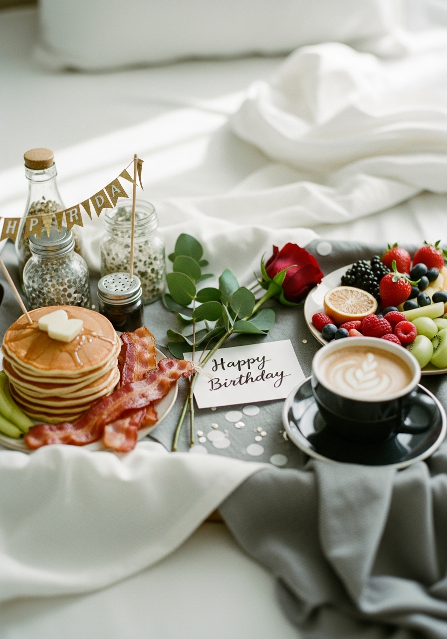 Breakfast in Bed Setup - 50 Best Birthday Set Up Ideas for Him