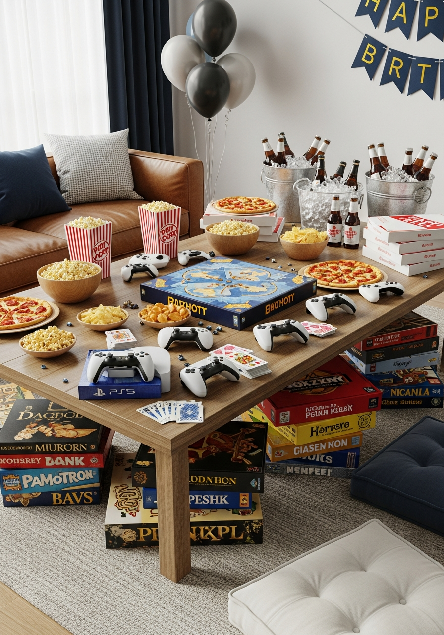 Fun Game Night Area - 50 Best Birthday Set Up Ideas for Him