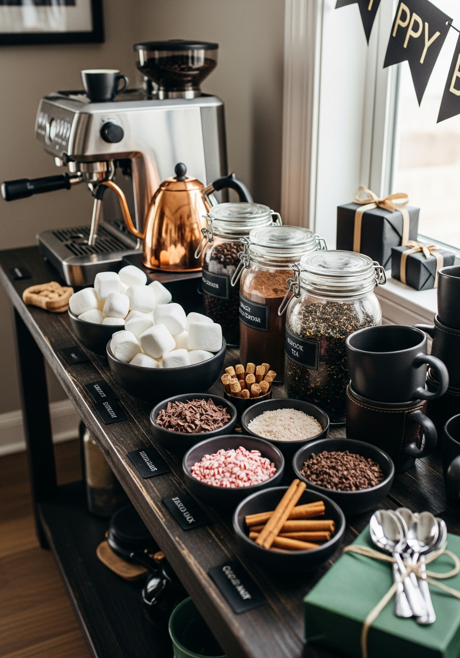 Hot Drink Bar Station - 50 Best Birthday Set Up Ideas for Him
