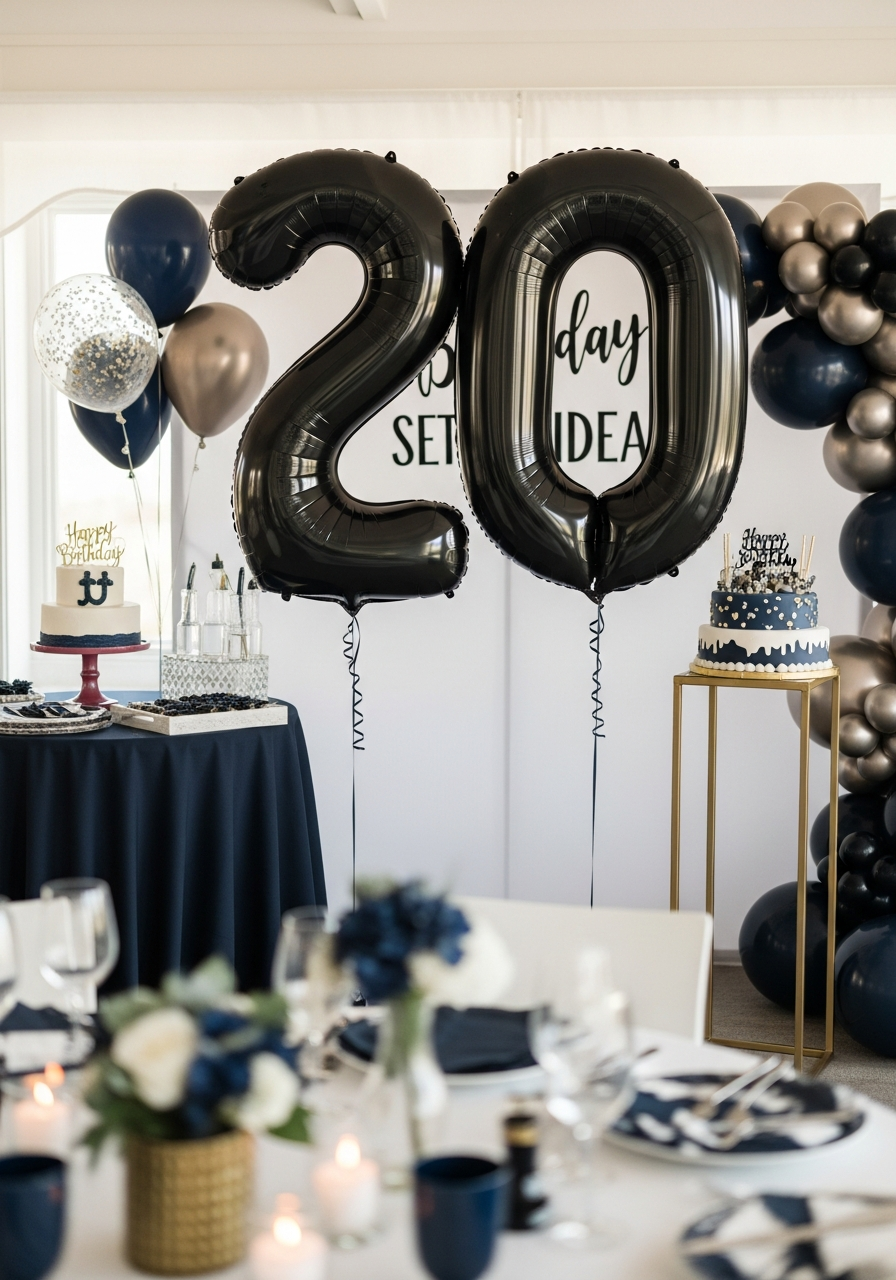 Giant Number Balloons - 50 Best Birthday Set Up Ideas for Him