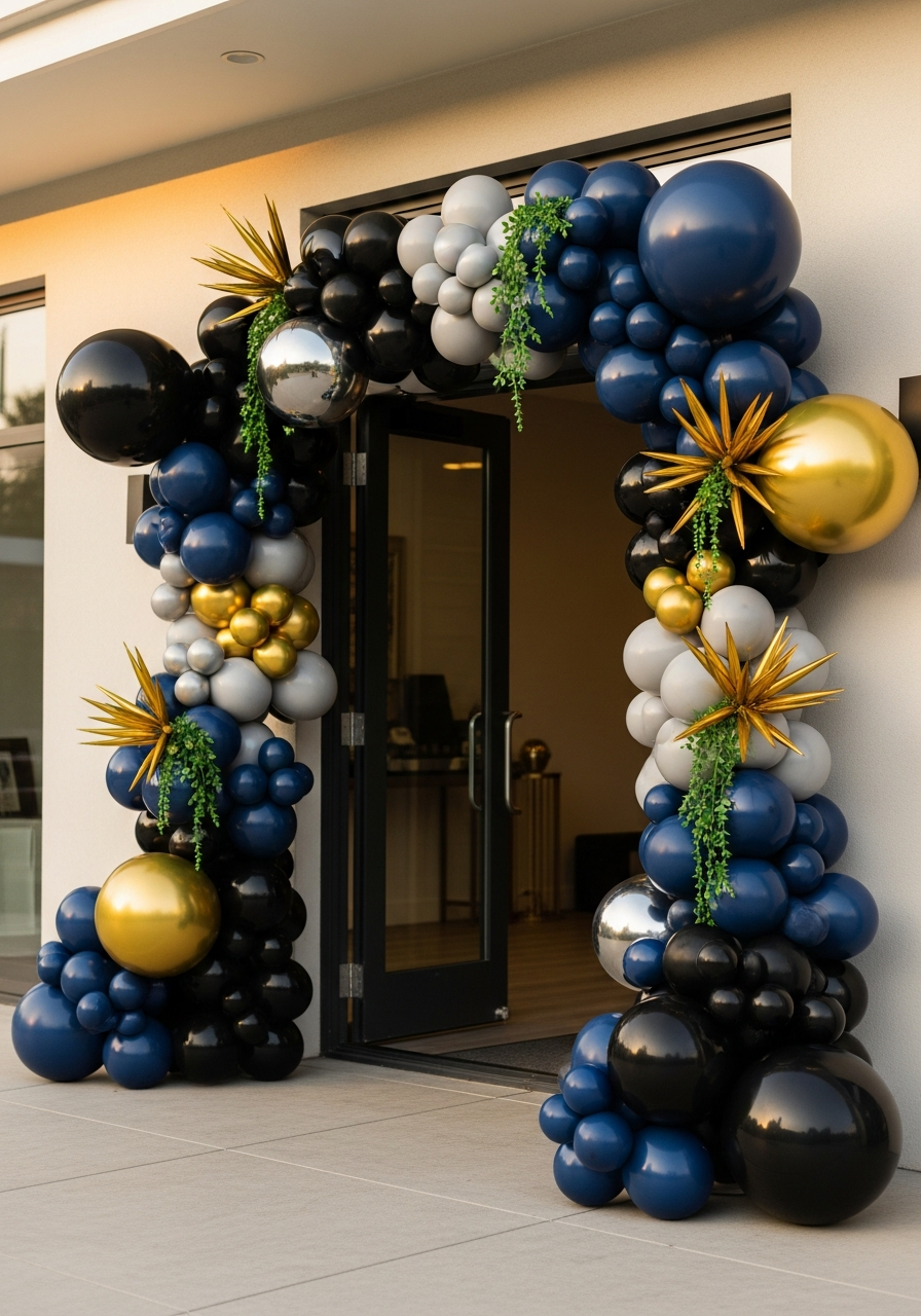 Grand Balloon Arch Entrance - 50 Best Birthday Set Up Ideas for Him