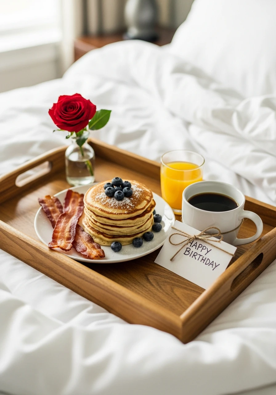 Wake Up With Breakfast - 50 Best Birthday Surprise Ideas for Husband