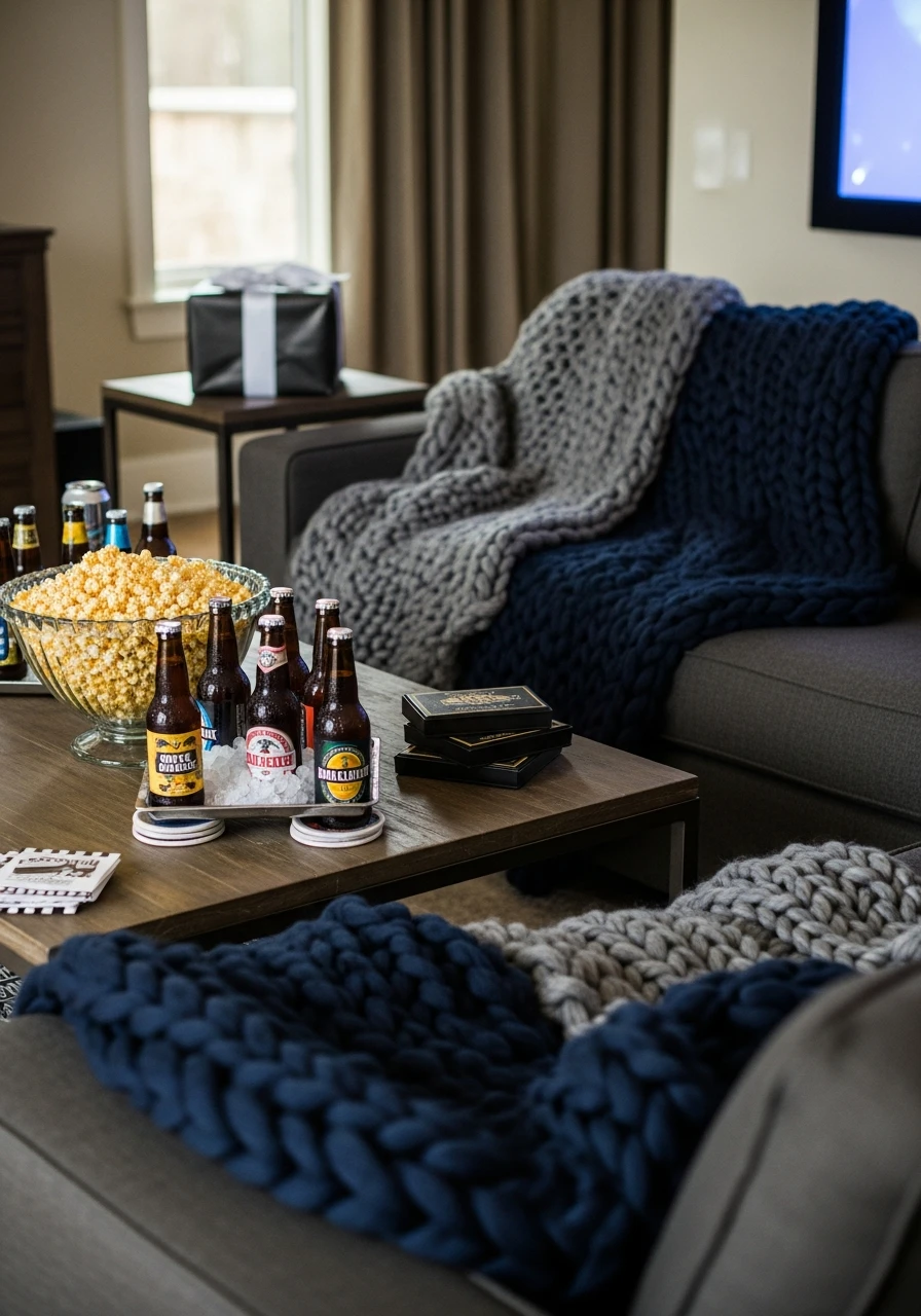 Cozy Home Movie Night - 50 Best Birthday Surprise Ideas for Husband