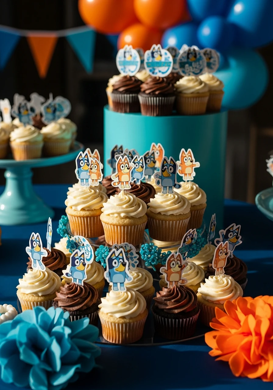 Cupcakes with Toppers - 50 Best Bluey Birthday Party Ideas for a Fun Celebration
