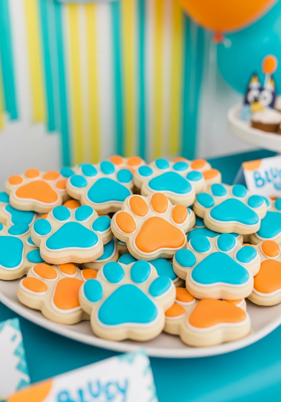 Paw Print Sugar Cookies - 50 Best Bluey Birthday Party Ideas for a Fun Celebration