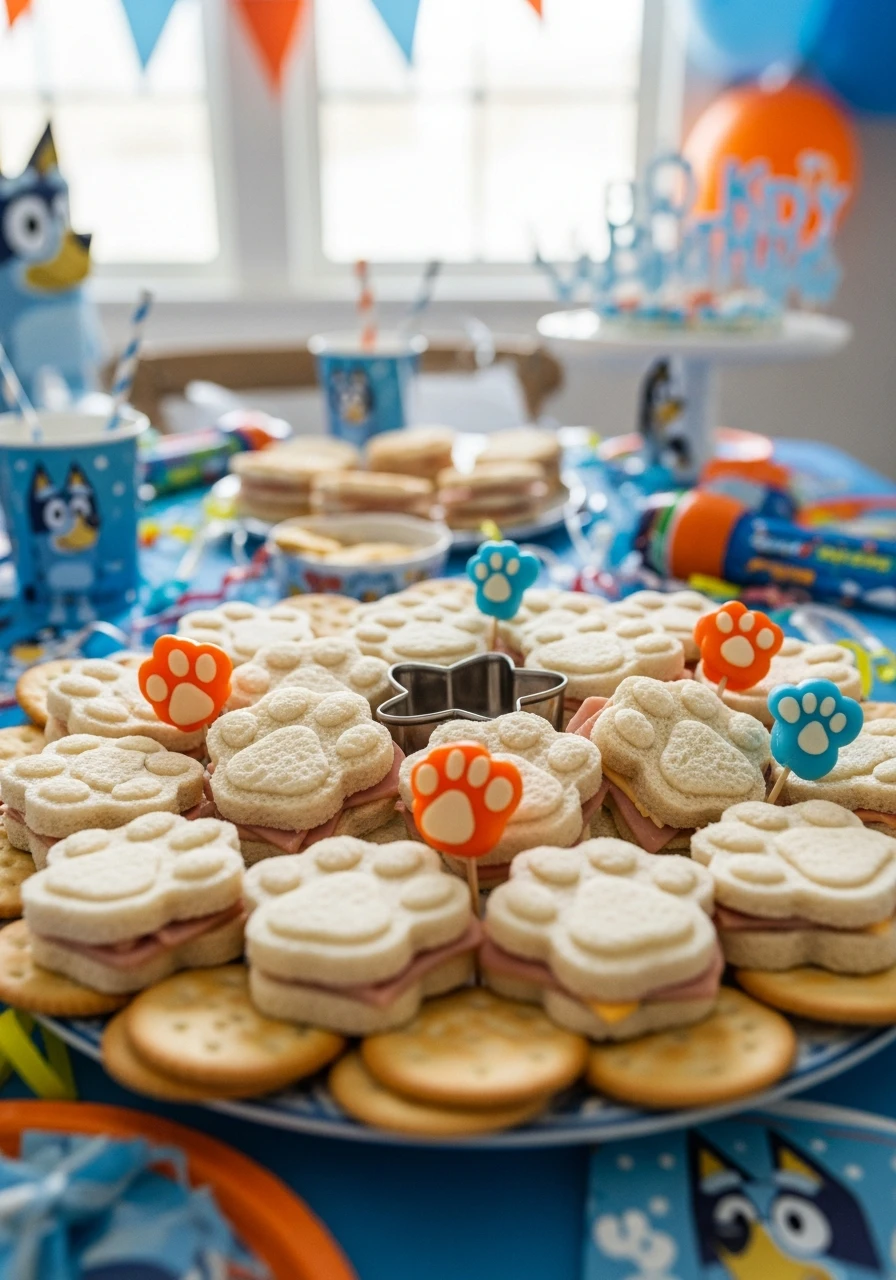 Paw-Shaped Sandwiches - 50 Best Bluey Birthday Party Ideas for a Fun Celebration