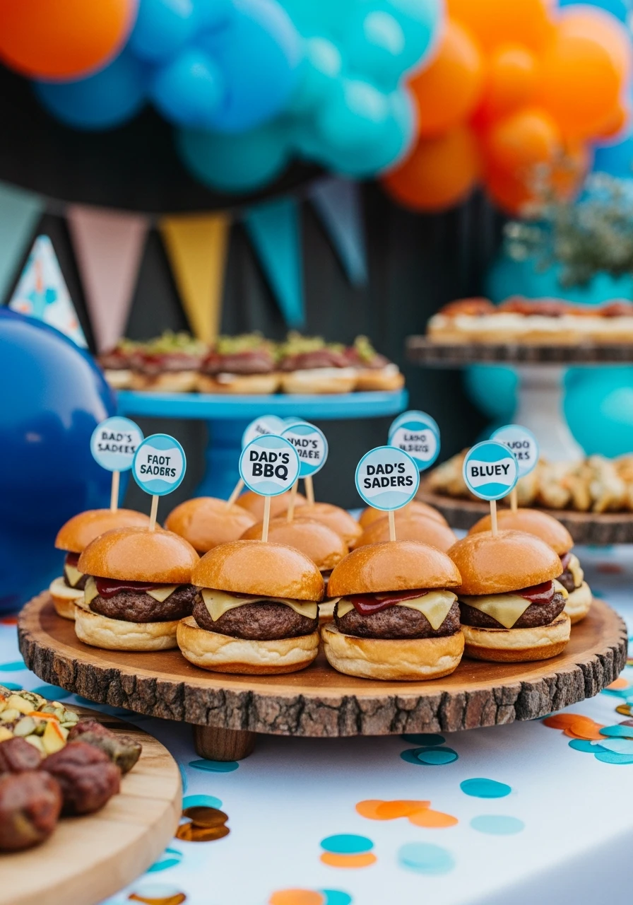 Dad's BBQ Sliders - 50 Best Bluey Birthday Party Ideas for a Fun Celebration