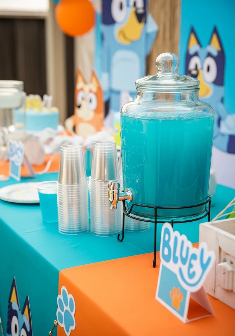 Blue Lemonade Station - 50 Best Bluey Birthday Party Ideas for a Fun Celebration