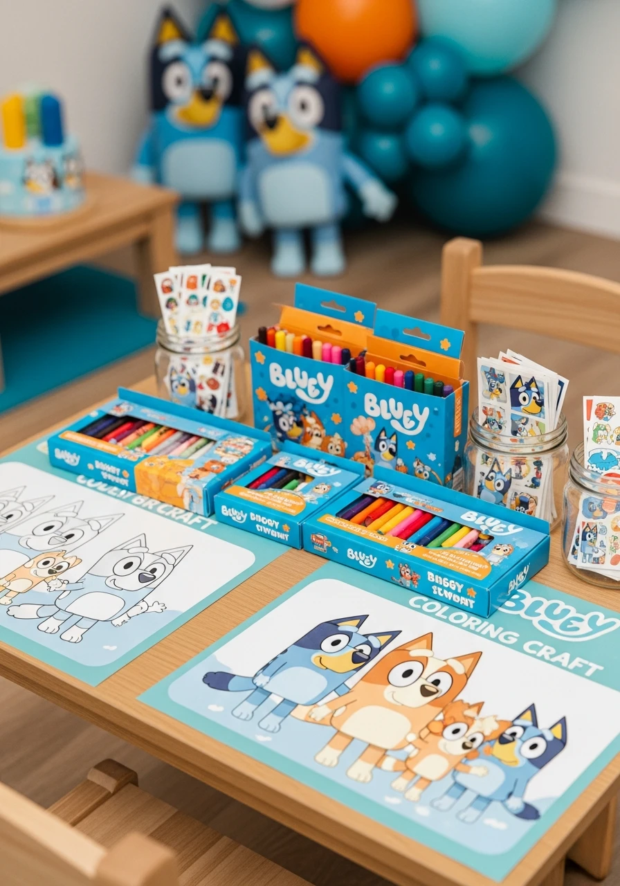 Coloring and Craft Station - 50 Best Bluey Birthday Party Ideas for a Fun Celebration
