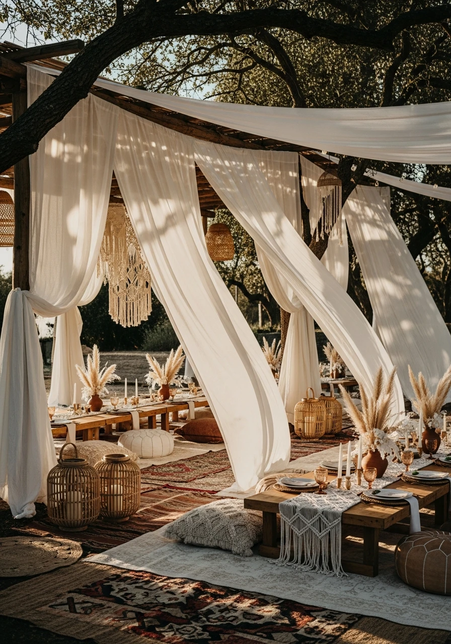 Hanging Sheer Curtains - 40 Must-Have Boho Party Decorations for Every Host