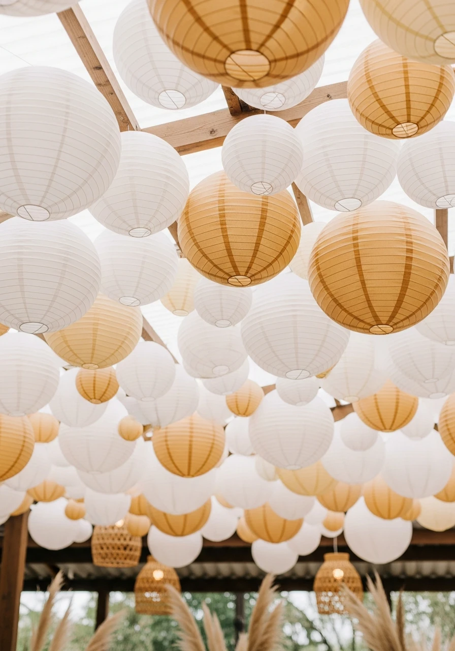 Neutral Paper Lanterns - 40 Must-Have Boho Party Decorations for Every Host