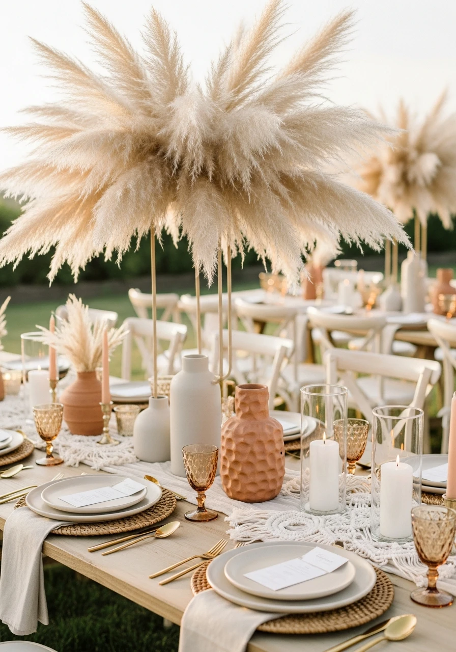 Pampas Grass Centerpieces - 40 Must-Have Boho Party Decorations for Every Host