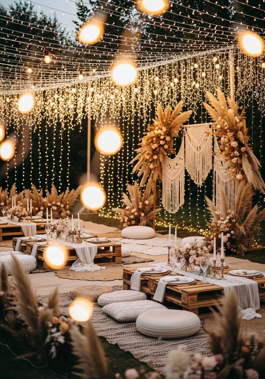 The Dreamy Glow of Fairy Lights - 40 Must-Have Boho Party Decorations for Every Host