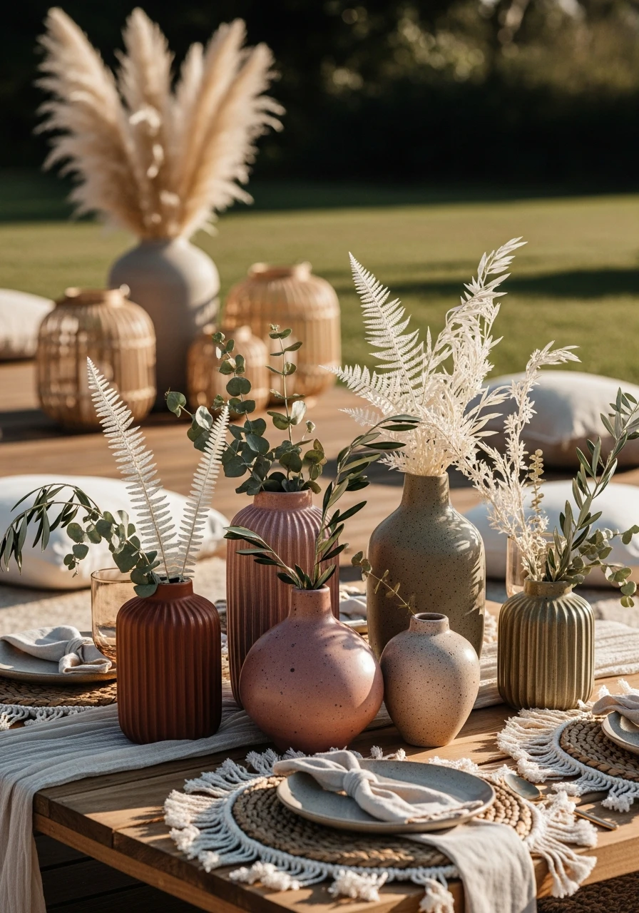 Textured Ceramic Vases - 40 Must-Have Boho Party Decorations for Every Host