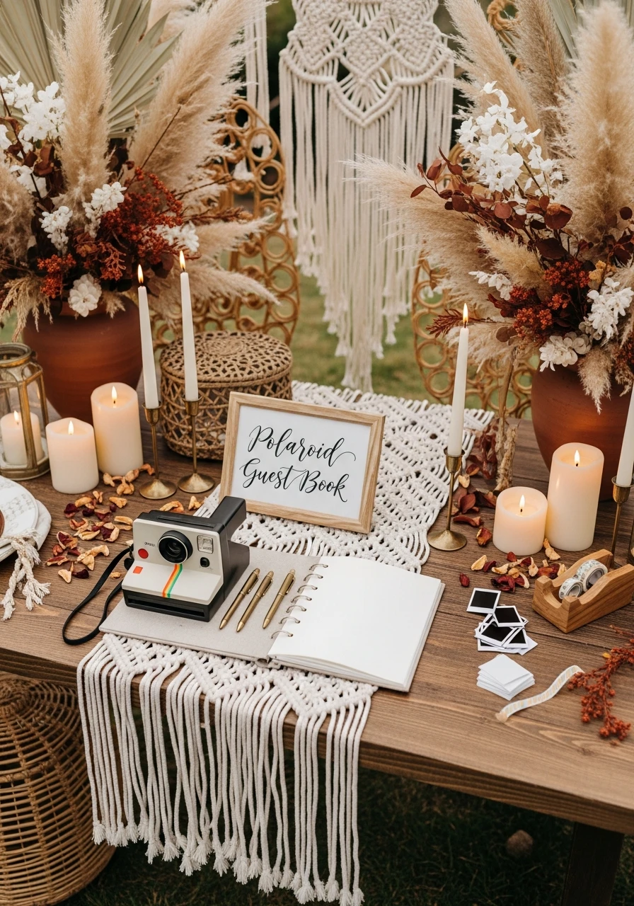 Polaroid Guest Book - 40 Must-Have Boho Party Decorations for Every Host