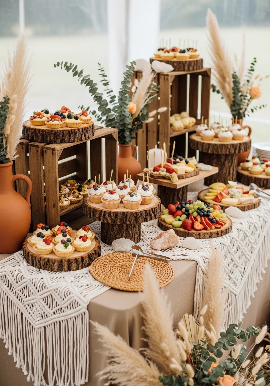 Elevated Wood Stands - 40 Must-Have Boho Party Decorations for Every Host