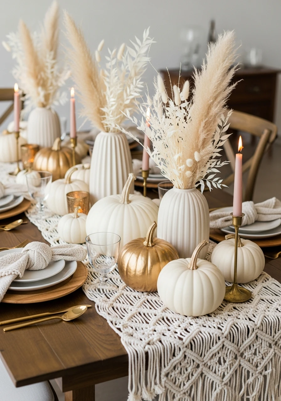 White Painted Pumpkins - 40 Must-Have Boho Party Decorations for Every Host