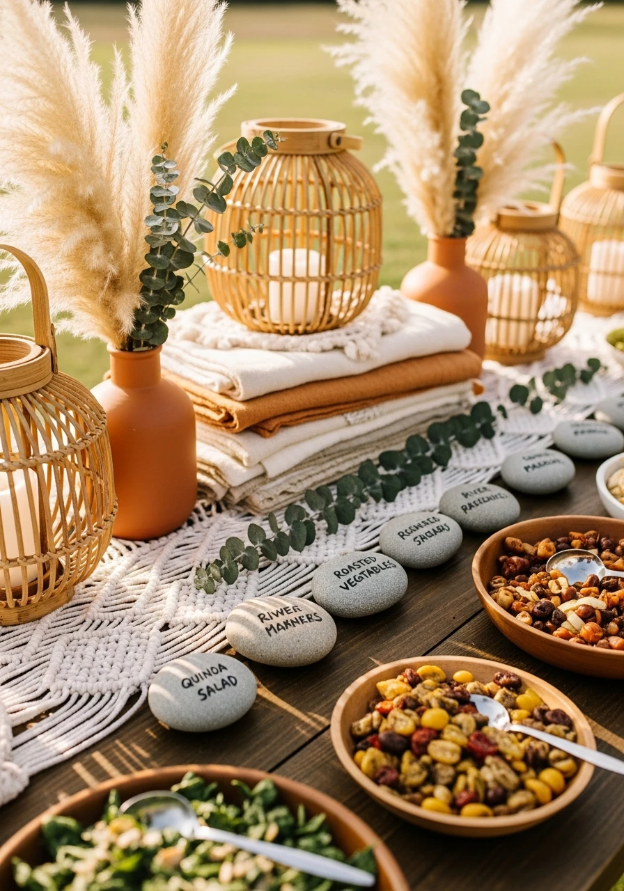Stone Food Markers - 40 Must-Have Boho Party Decorations for Every Host