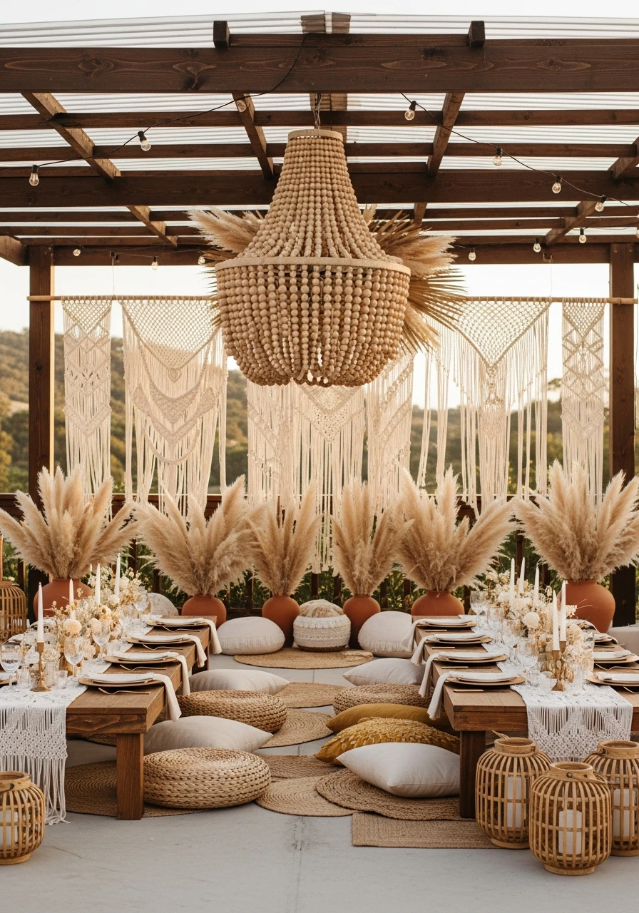 Wood Bead Chandelier - 40 Must-Have Boho Party Decorations for Every Host