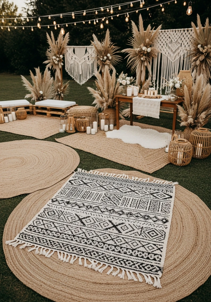 Layered Jute Rugs - 40 Must-Have Boho Party Decorations for Every Host