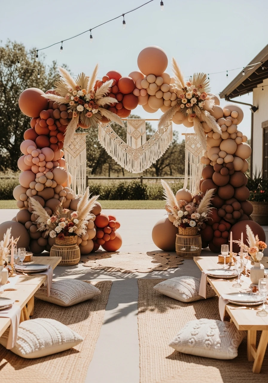Terracotta Balloon Arch - 40 Must-Have Boho Party Decorations for Every Host
