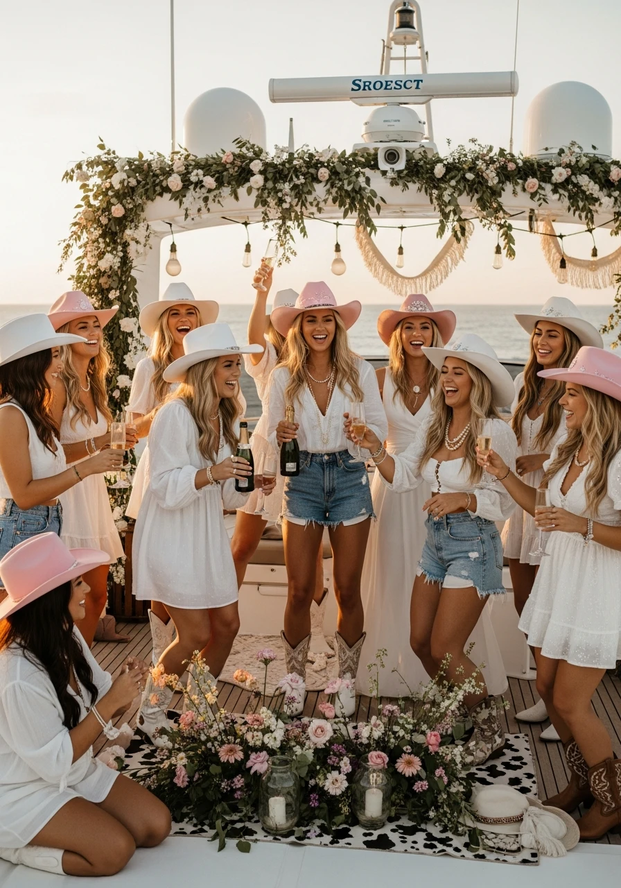 Sunset Yacht Party - Coastal Cowgirl Bachelorette Ideas: Your Ultimate Guide