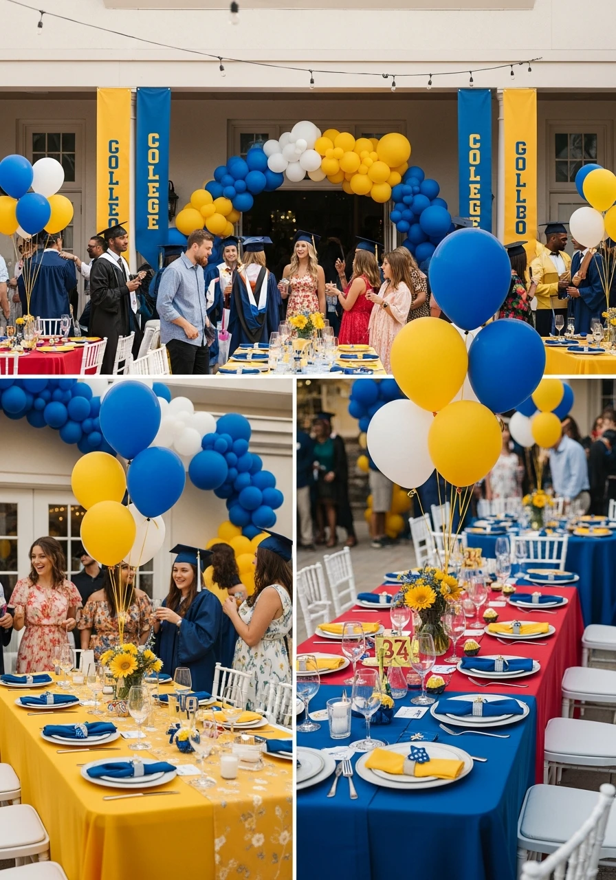 School Color Decor - College Graduation Party Ideas