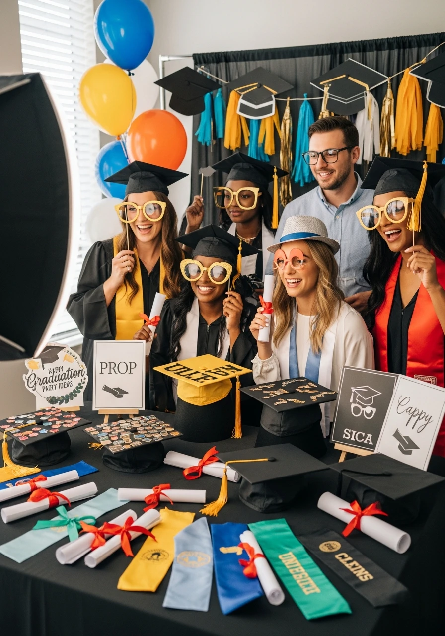 Graduation Cap Props - College Graduation Party Ideas