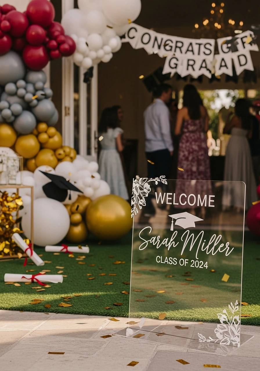 Acrylic Welcome Sign - College Graduation Party Ideas