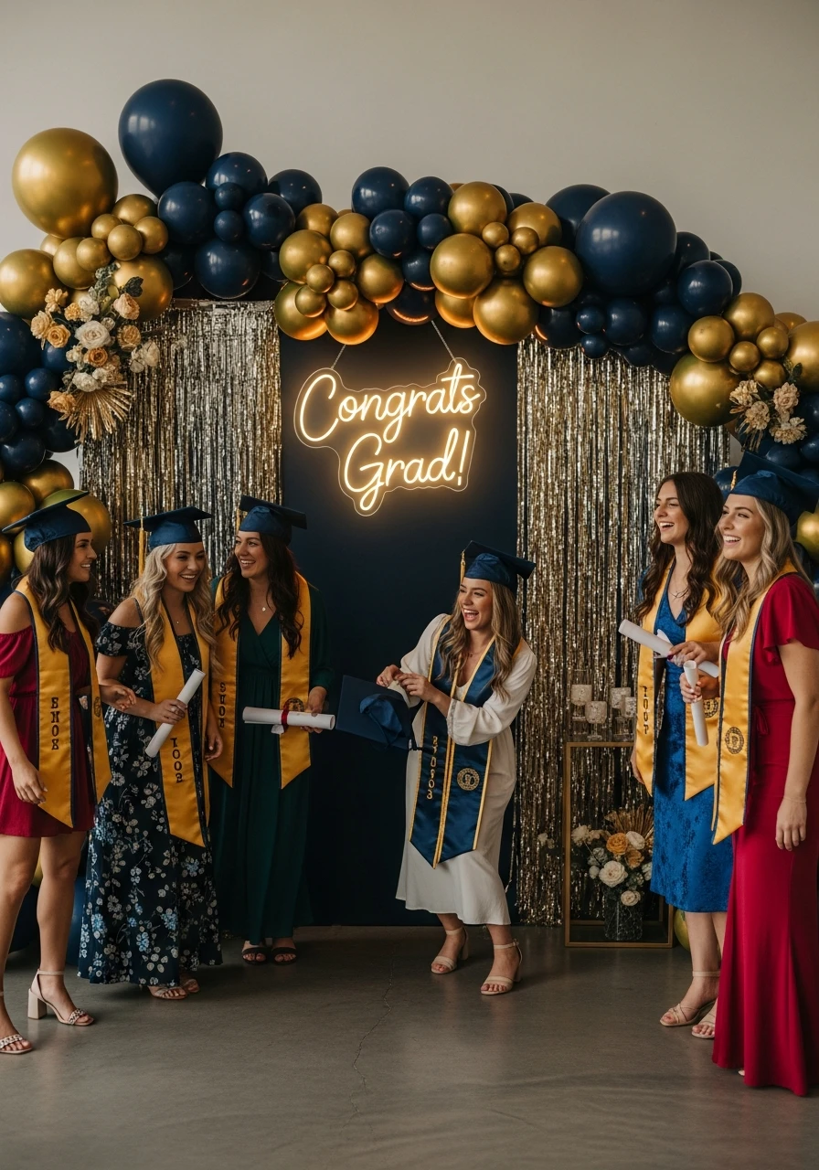 Neon Quote Photo Backdrop - College Graduation Party Ideas