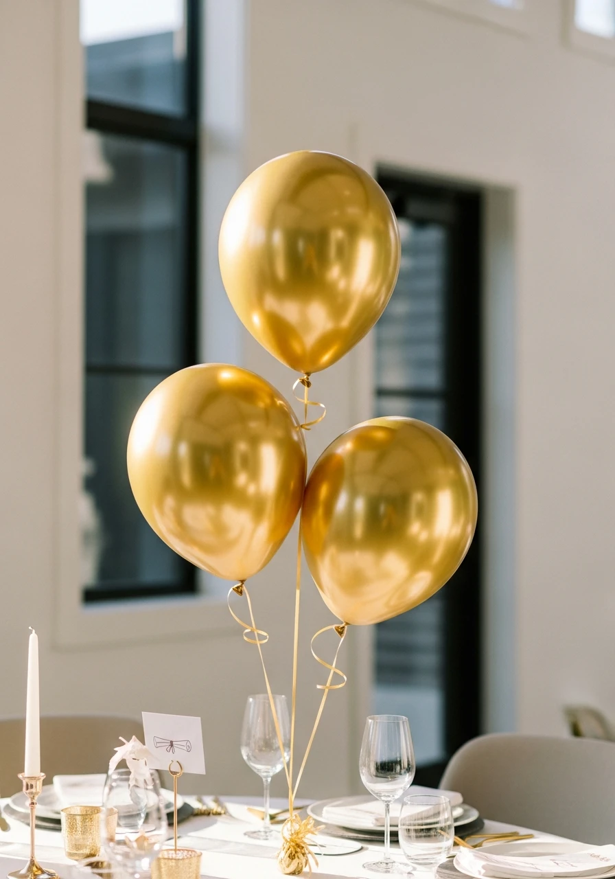 Minimalist Gold Balloons - College Graduation Party Ideas