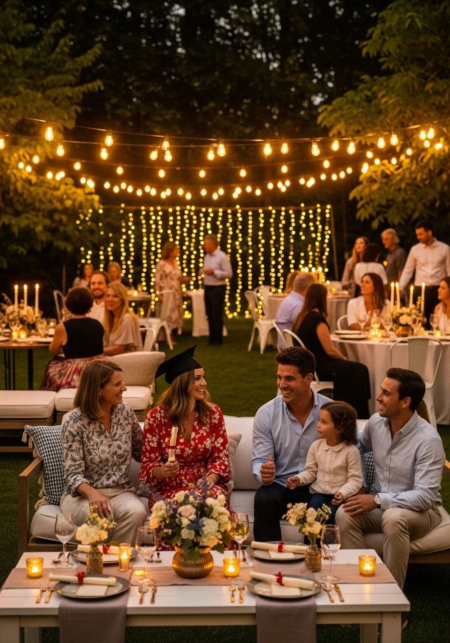 String Light Garden - College Graduation Party Ideas