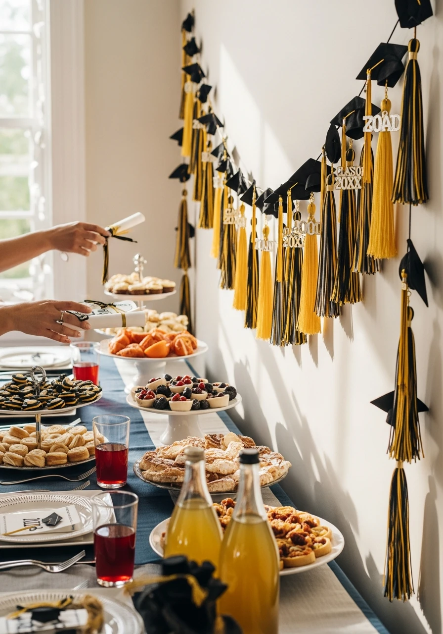 Tassel Garland Decor - College Graduation Party Ideas